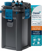 OASE BioMaster 2 Thermo 350 Filtro de recipiente para acuarios - Filtro externo de acuario con calentador integrado - Prefiltro EasyClean, funcionamiento silencioso, agua dulce y salada, hasta 90