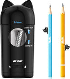 AFMAT Sacapuntas eléctrico PSX9, sacapuntas totalmente automático para niños, entrada y salida automática, para lápices de colores n.º 2 de φ7-0.315 in, recargable e inalámbrico