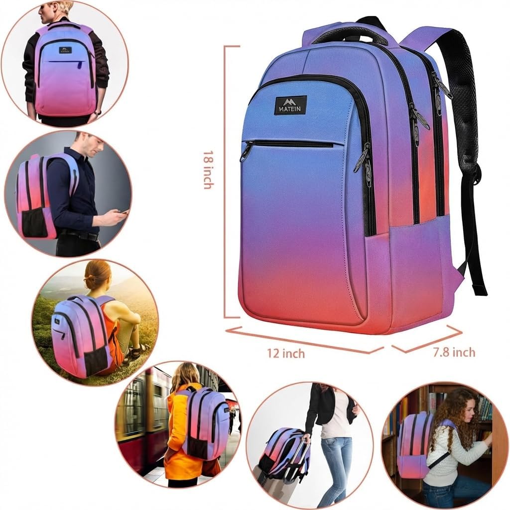 MATEIN Mochila de moda para laptop de 15.6 pulgadas, mochila de via...