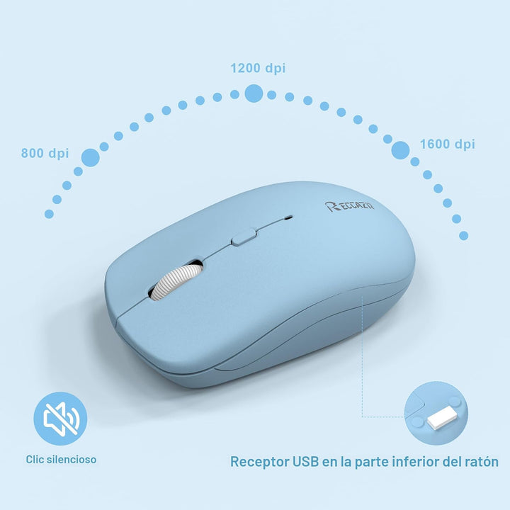 Combo de teclado y mouse inalámbricos, teclado inalámbrico de tamañ...