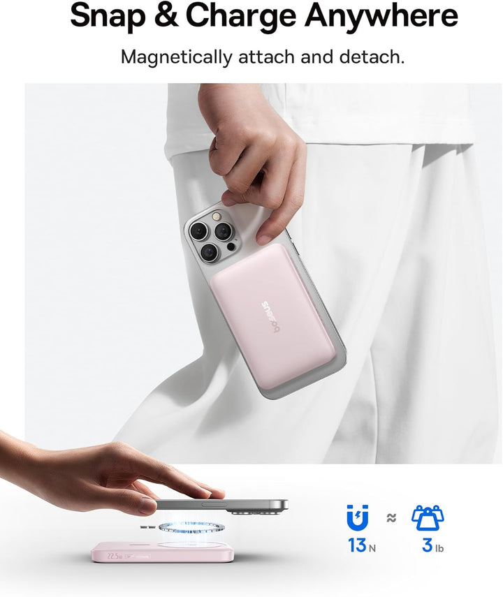 Baseus - Cargador portátil para MagSafe, banco de energía magnética...