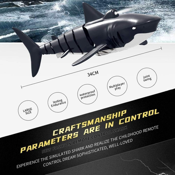 Tiburón de juguete a control remoto 2.4 G, diseño de alta simulació...