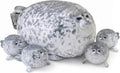 SQEQE Chubby Seal Almohada de peluche con 4 peluches de foca de bebé en su barriga, Sello
