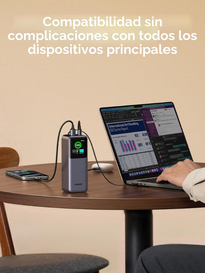 UGREEN Nexode Power Bank 20000mAh 165W con cable USB C incorporado,...