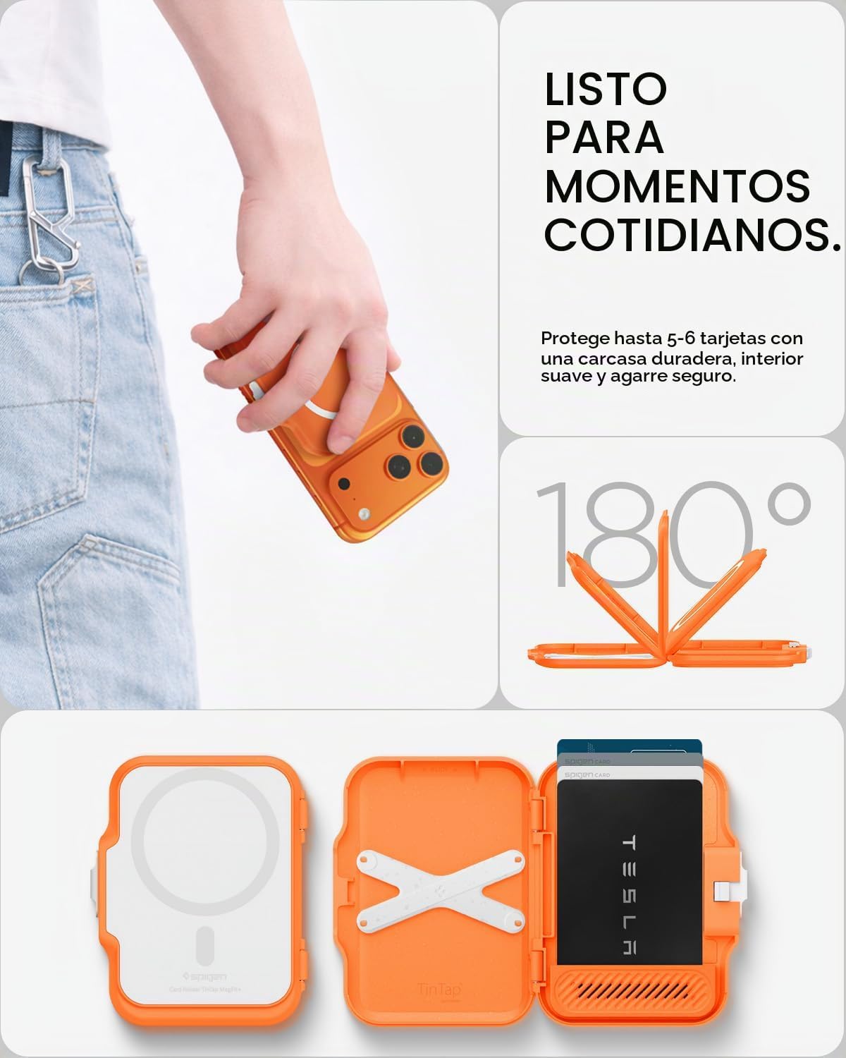 Spigen para Portafolio MagSafe, Portafolio de Tarjetas Magnético de Carcasa Dura Compatible con iPhone 17/16/15/14/13/12 Serie Pixel 10 MagSafe-Estuche Pixelsnap Sostiene 5-6/7-8 Tarjetas