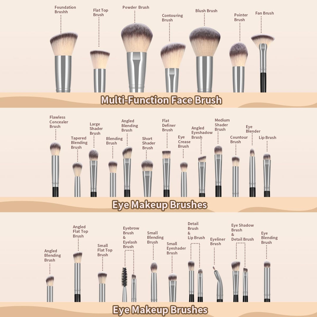 MAANGE Juego de 30 brochas de maquillaje profesional con bolsa de t...