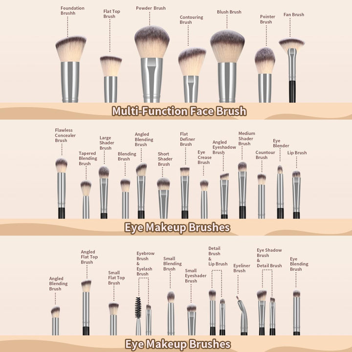 MAANGE Juego de 30 brochas de maquillaje profesional con bolsa de t...