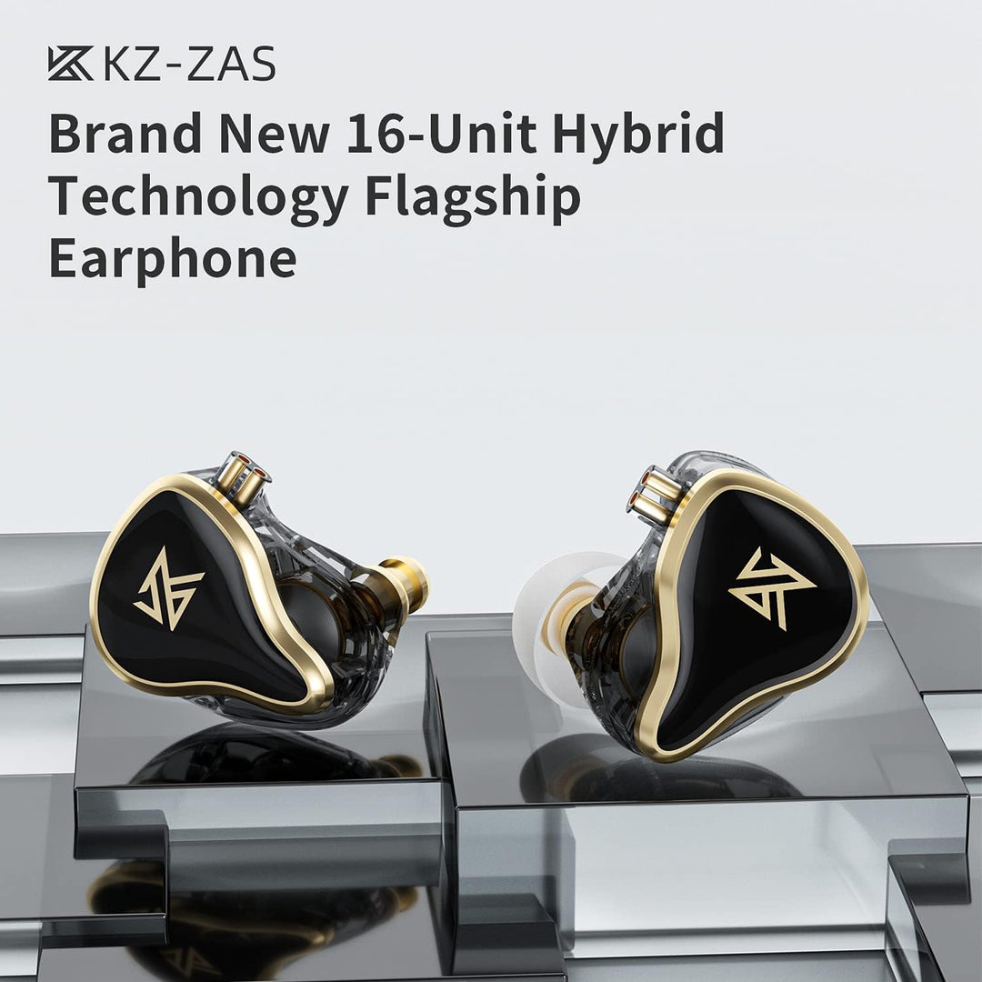 KZ ZAS - Audífonos intrauditivos con cable, auriculares IEM, 16 uni...