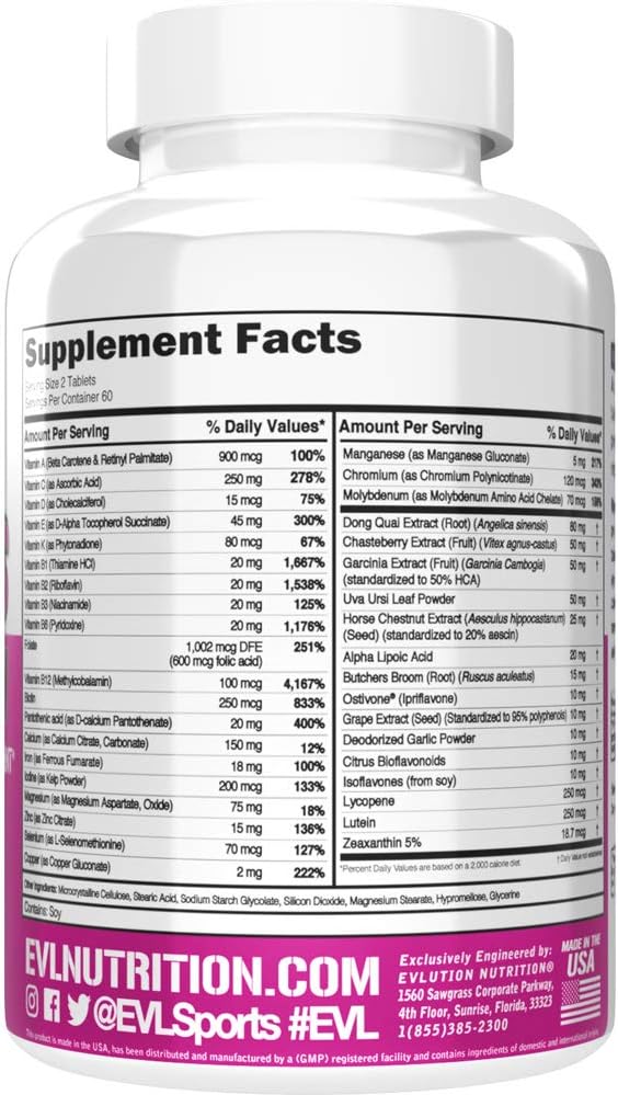 Evlution Nutrition Multivitamínico para mujer, vitaminas y minerale...