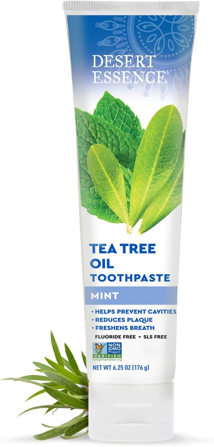Desert Essence - Pasta de dientes con aceite de árbol de té, sin fl...