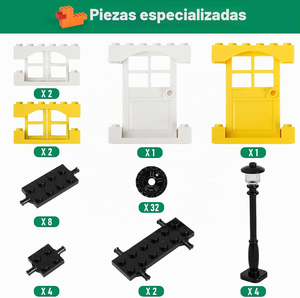 1100 piezas de bloques de construcción, compatibles con todas las principales marcas, bloques a granel clásicos, incluye ruedas, puerta, ventana, luces de calle
