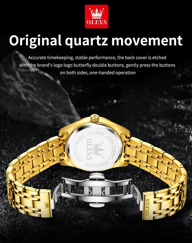 OLEVS Relojes para Hombres de Negocios de Acero Inoxidable, a Prueba de Agua, Estilo Casual Formal