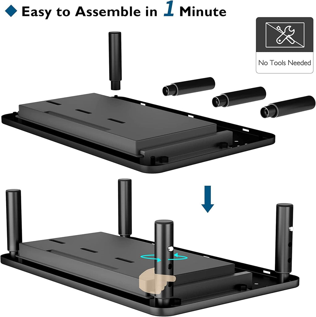 BONTEC Paquete de 4 soportes elevadores ajustables para monitor con cajón, soporta 44 libras