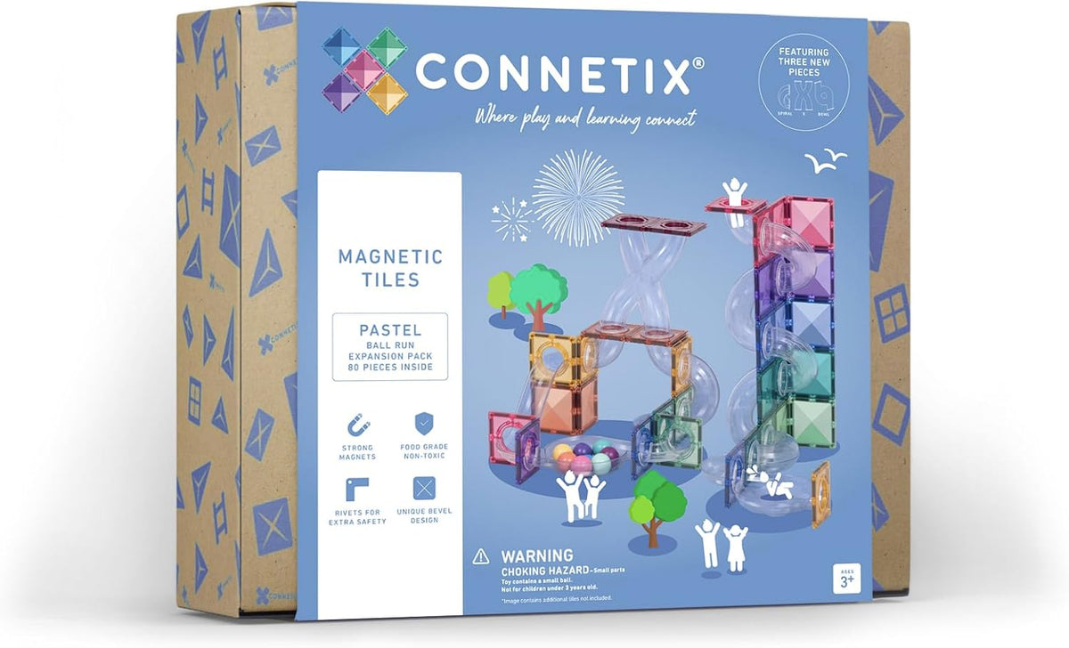 CONNETIX Paquete de expansión Magnetic Tiles Pastel Ball Run, 80 piezas