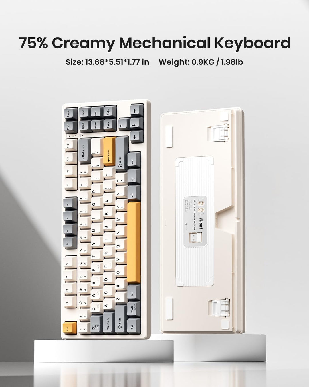 Kisnt Teclado mecánico inalámbrico, con junta montada con sonido cr...