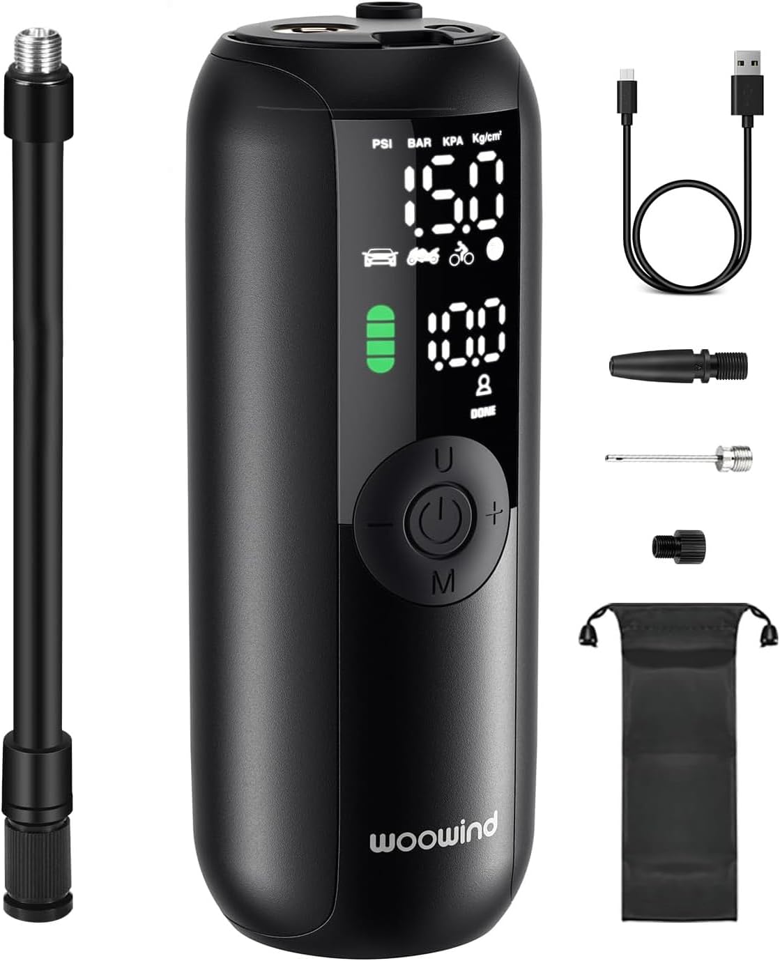 Woowind Bomba de bicicleta Compresor de aire portátil, inflador de...
