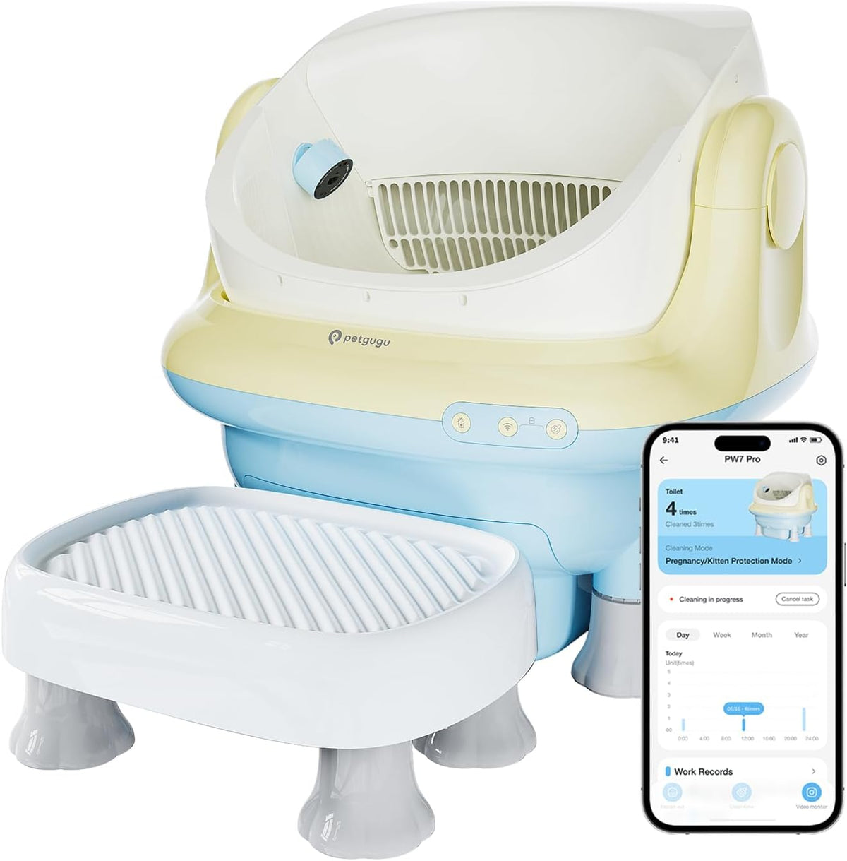 PETGUGU Caja de arena automática para gatos 105L Caja de arena de
