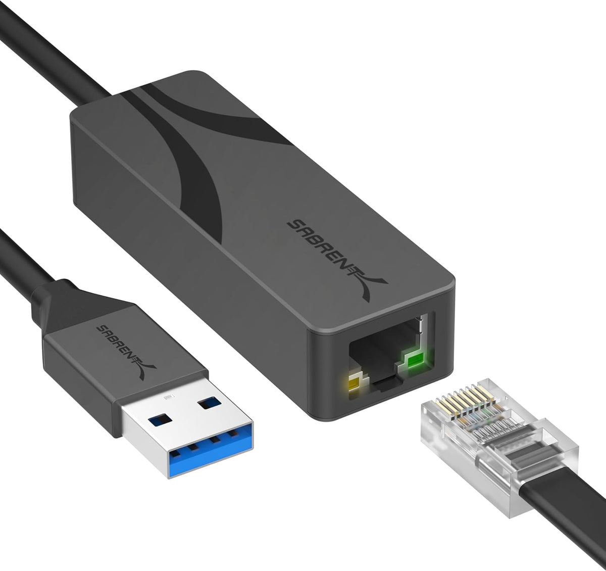 SABRENT Adaptador USB 3.0 a 2.5 Gigabit Ethernet – Adaptador de Red USB-A a 2.5GbE, Carcasa de Aluminio, Plug-and-Play, Retrocompatible con 10/100/1000/2500 Mbps, Alimentado por Bus (NT-UA25)