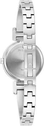 Bulova Marc Anthony Reloj de pulsera de bangle de diamantes de acero inoxidable moderno para mujer