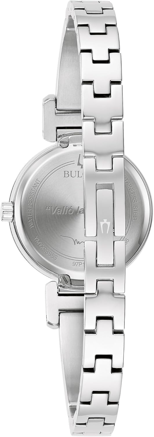 Bulova Marc Anthony Reloj de pulsera de bangle de diamantes de acero inoxidable moderno para mujer