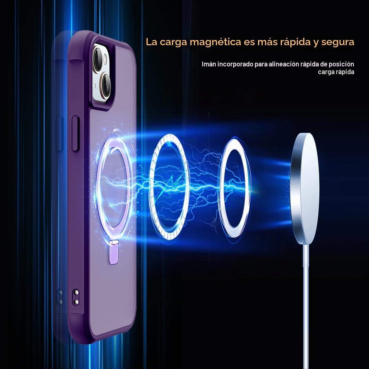 SKYLMW – Funda compatible con iPhone 15 con soporte magnético invisible tipo anillo, funda translúcida de grado militar para iPhone 15 de 6.1 pulgadas [compatible con MagSafe] [excelente sensación de