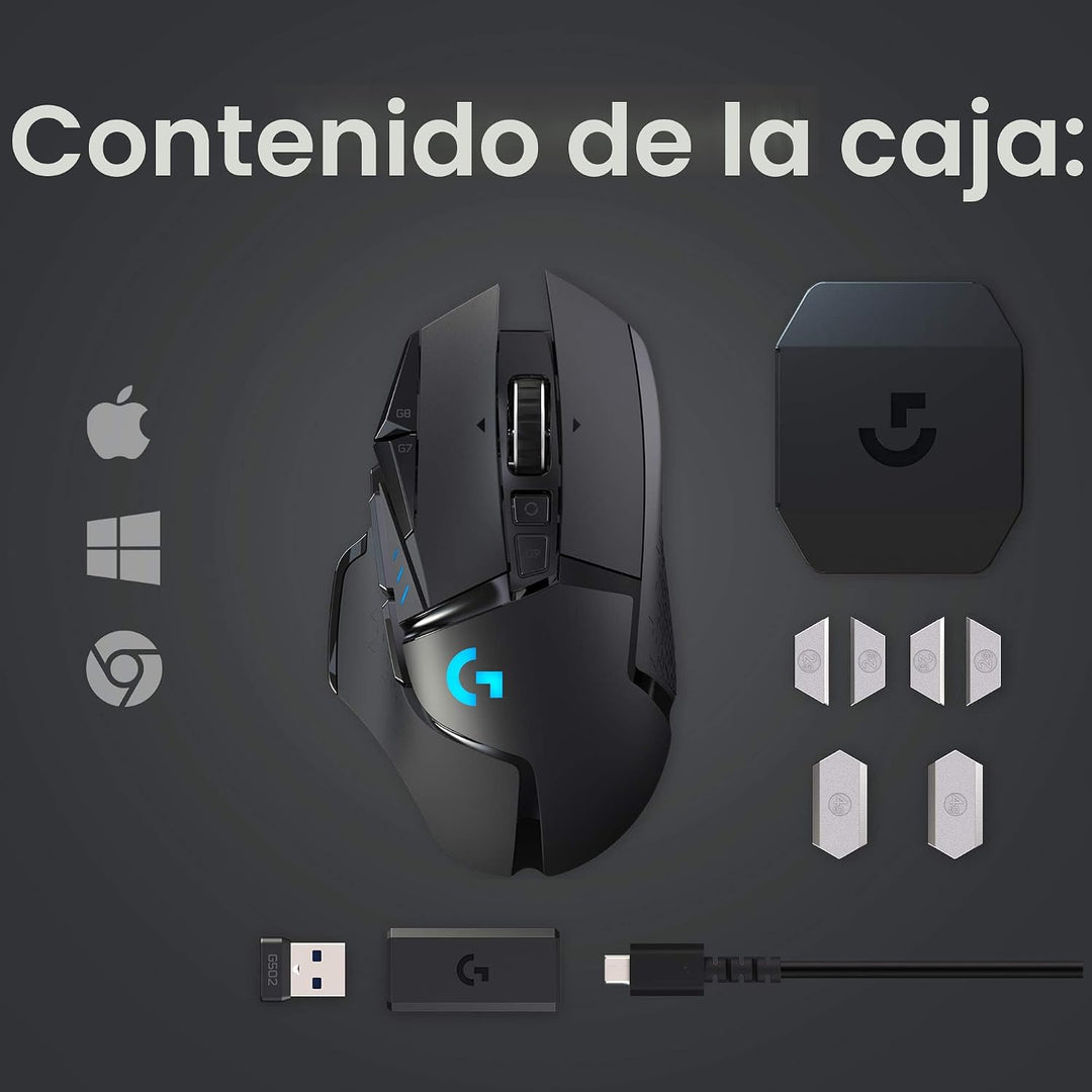 Ratón inalámbrico para juegos Logitech G502 Lightspeed con sensor H...
