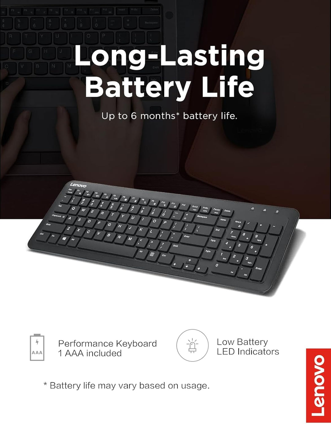 Lenovo Teclado inalámbrico 300, negro