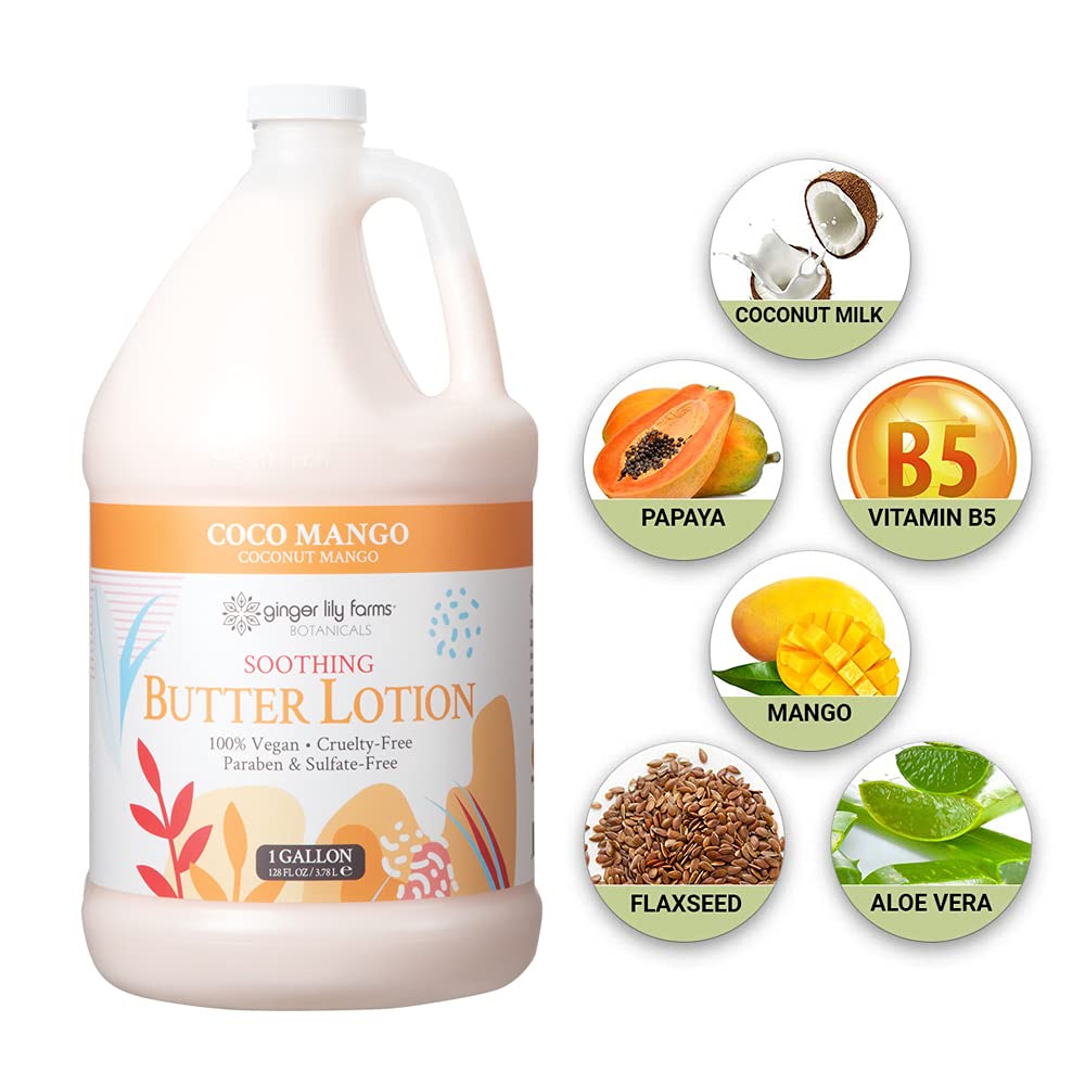 Ginger Lily Farms Botanicals - Loción calmante de mantequilla de co...