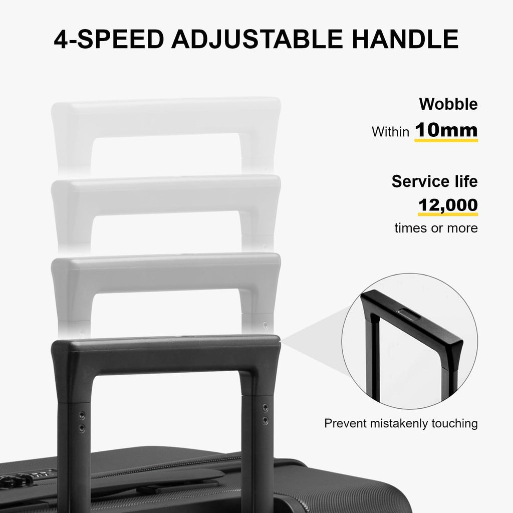 LEVEL8 Equipaje de mano rígido aprobado por aerolíneas, maletas de mano con ruedas, equipaje de viaje ligero con textura luminosa, aprobado por TSA, equipaje de mano pequeño de 20 pulgadas, negro