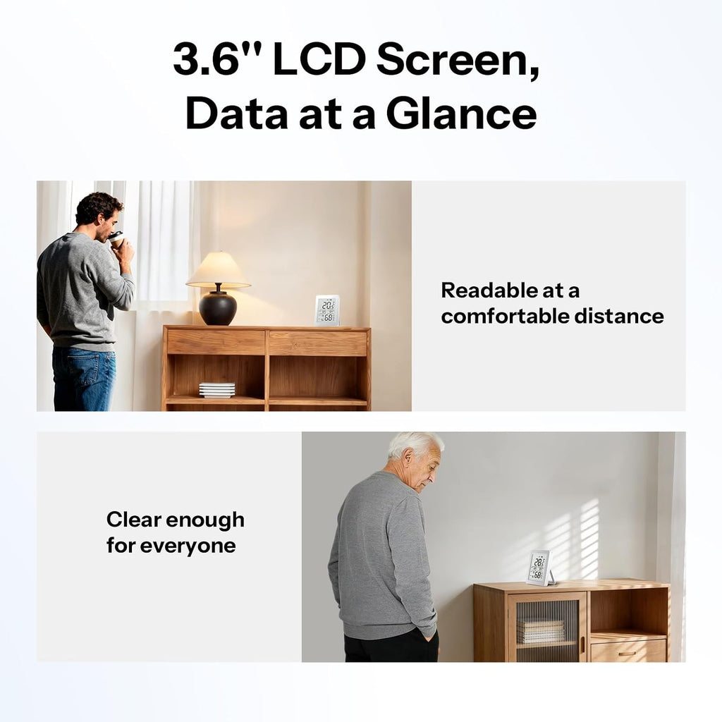 SONOFF SNZB-02DR2 AirGuard TH, sensor inteligente de temperatura y humedad Zigbee para interiores, pantalla LCD de 3.6 pulgadas, monitoreo de aplicaciones con gráficos, alertas de notificación, exportación de datos, pantalla remota de datos, paquete de 2