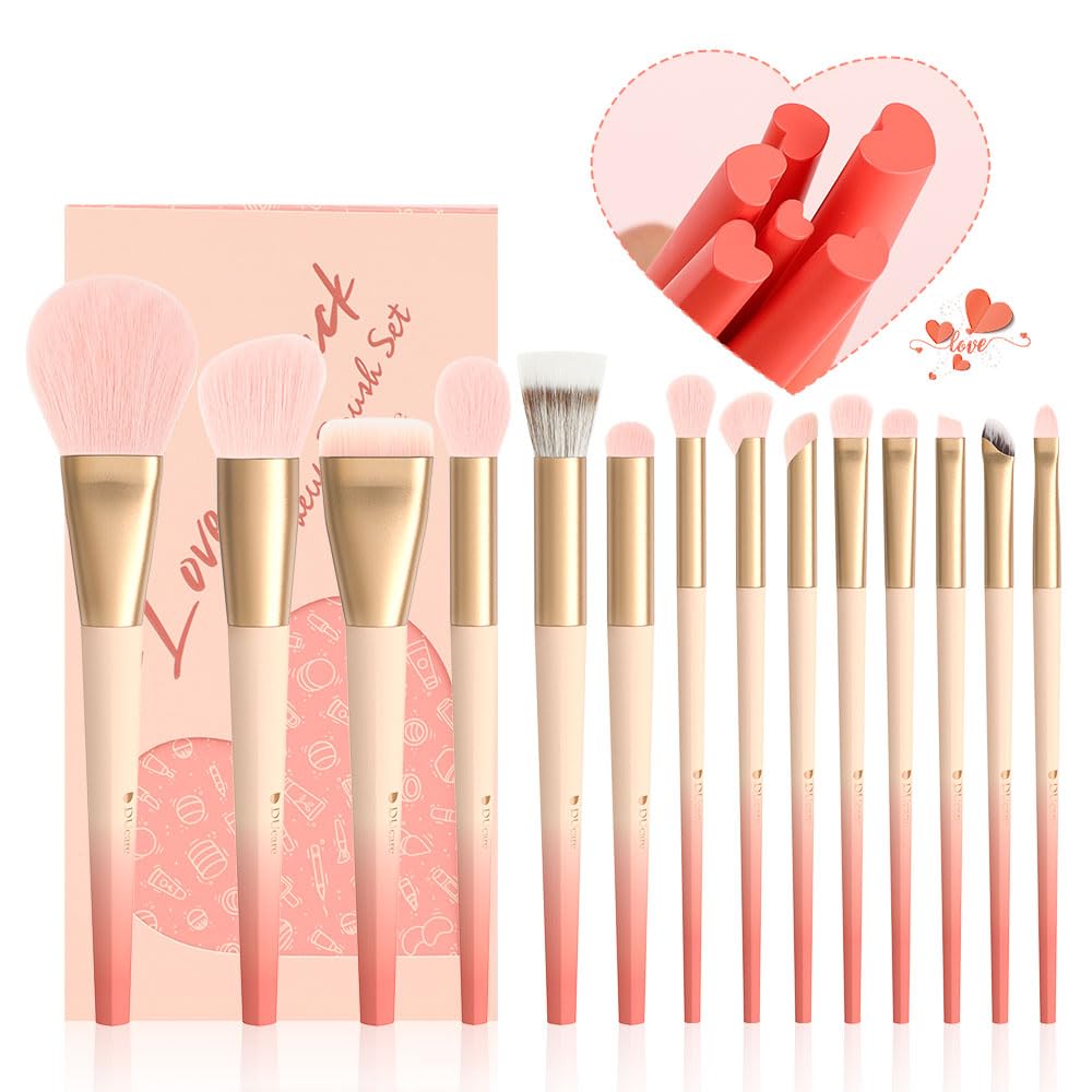 DUcare Juego de 14 brochas de maquillaje sintéticas de primera