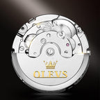 OLEVS Reloj automático para hombre, cuerda automática, mecánica, de lujo, de acero inoxidable, multicalendario, impermeable, luminoso, reloj de pulsera