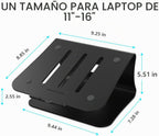 Soporte para portátil de aluminio con ventilación térmica para MacBook Air/Pro, Dell, HP, Lenovo, Microsoft Surface, Samsung de 11 a 16 pulgadas (negro)