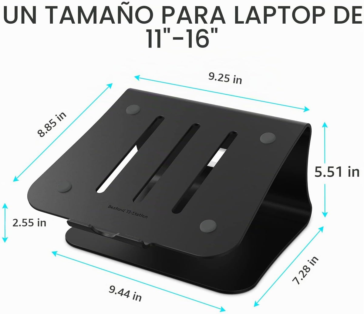 Soporte para portátil de aluminio con ventilación térmica para MacBook Air/Pro, Dell, HP, Lenovo, Microsoft Surface, Samsung de 11 a 16 pulgadas (negro)