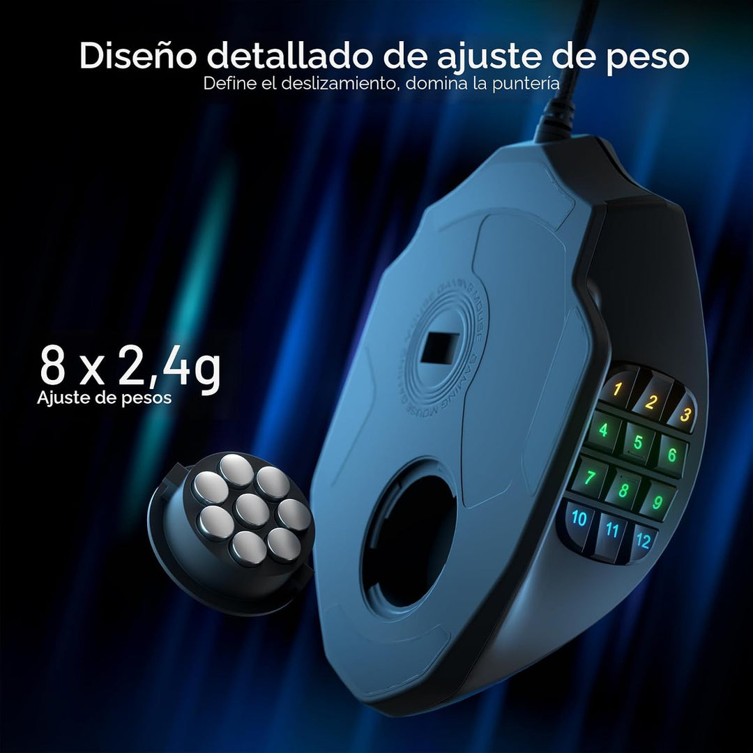 Redragon M908 Impact RGB LED MMO ratón para juegos con 12 botones l...