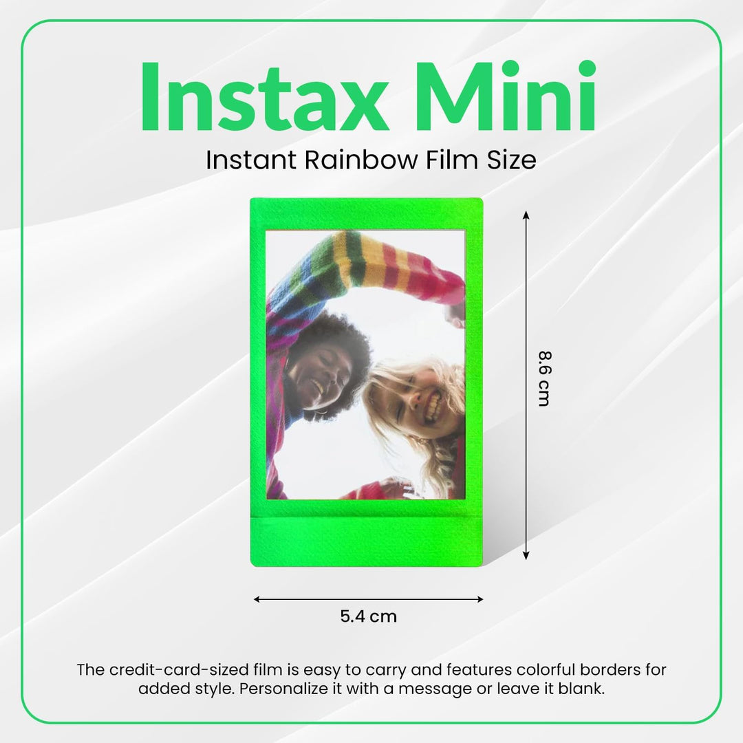 Película Fujifilm Instax Mini Instant Rainbow, 20 hojas + Paño de l...