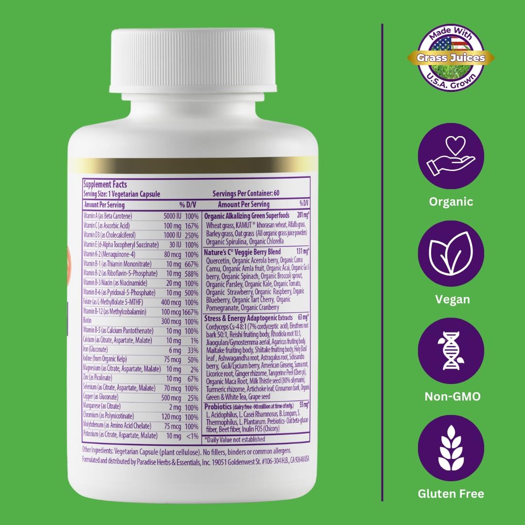 Paradise Herbs Earth's Blend - Paquete multivitamínico y complejo B...