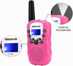 Walkie-talkie de Retevis RT-388 para niños 22 canales FRS/GMRS (1 par en rosa)