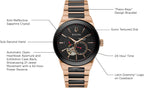 Bulova Latin Grammy Modern Millenia - Reloj automático de acero inoxidable en dos tonos, abertura de latido abierto, parte trasera de caja de exhibición, esfera negra, (Modelo: 98A236)
