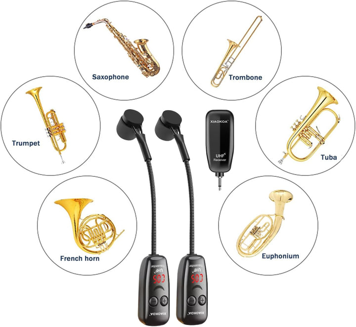 Micrófono inalámbrico para saxofón, micrófonos duales para saxo, mi...