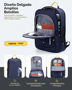 Mochila delgada para laptop para hombre, mochila de viaje de negocios de 15.6 pulgadas con puerto de carga USB, bolsa ligera de computadora de trabajo de 1.5 libras, mochila duradera