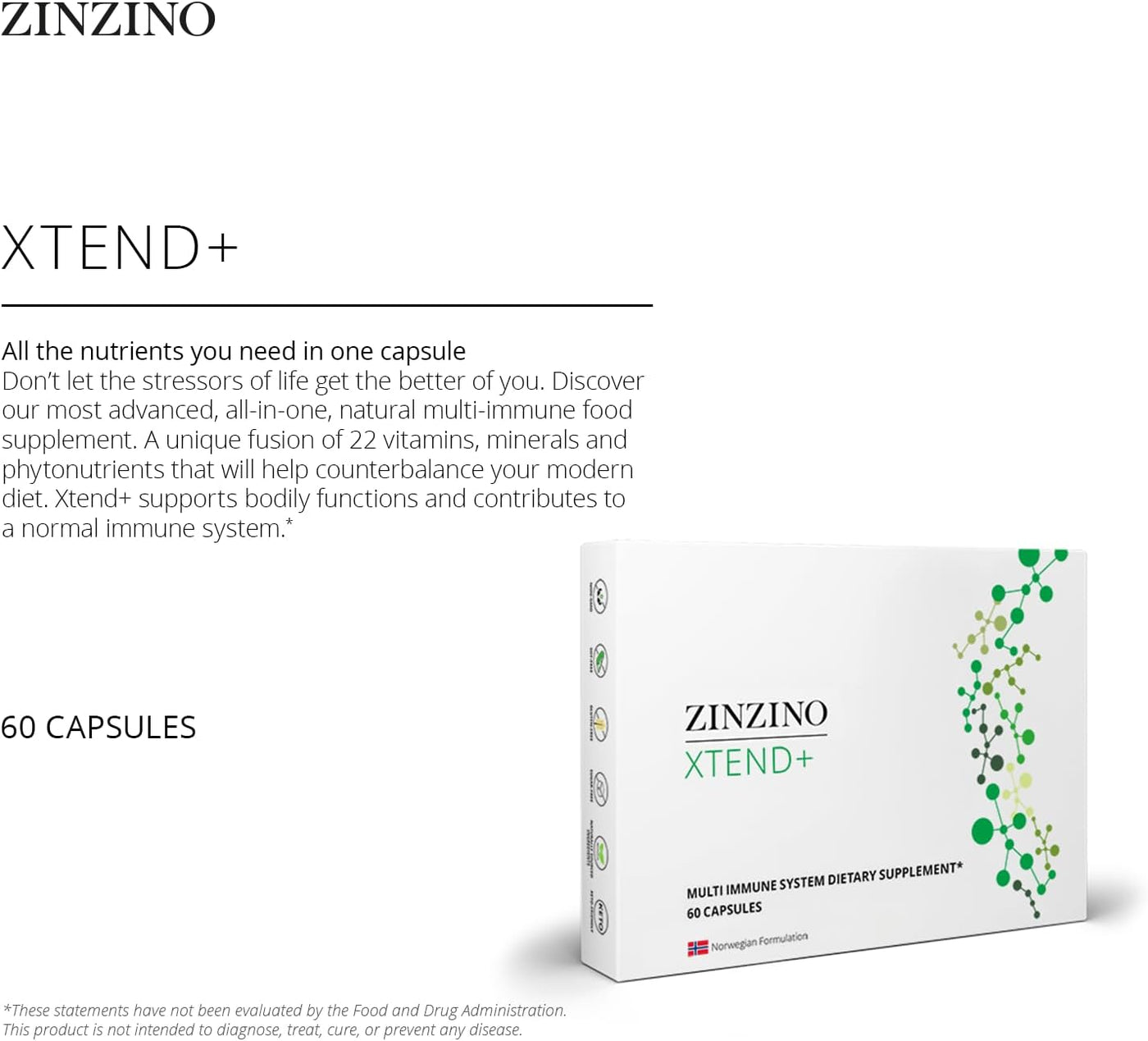 Zinzino Xtend + - Suplemento inmune múltiple - Vitaminas esenciales...