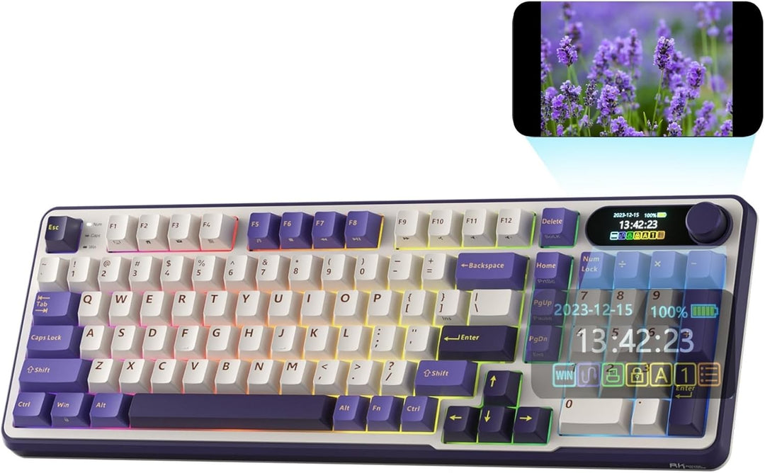 RK ROYAL KLUDGE Teclado mecánico S98 con pantalla inteligente y per...