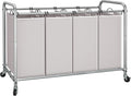STORAGE MANIAC - Clasificador de ropa sucia de 4 secciones, cesta con