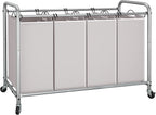 STORAGE MANIAC - Clasificador de ropa sucia de 4 secciones, cesta con