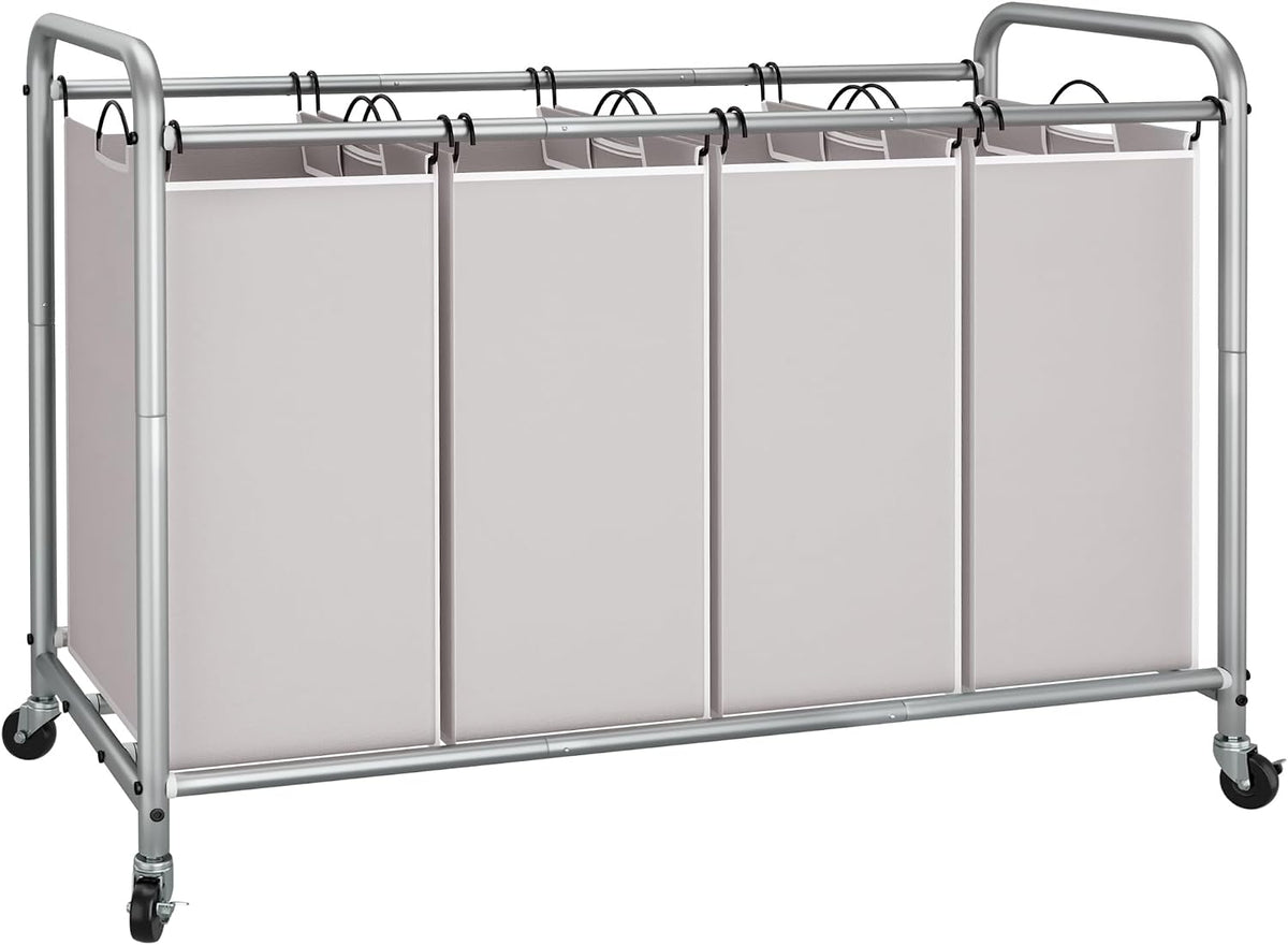 STORAGE MANIAC - Clasificador de ropa sucia de 4 secciones, cesta con