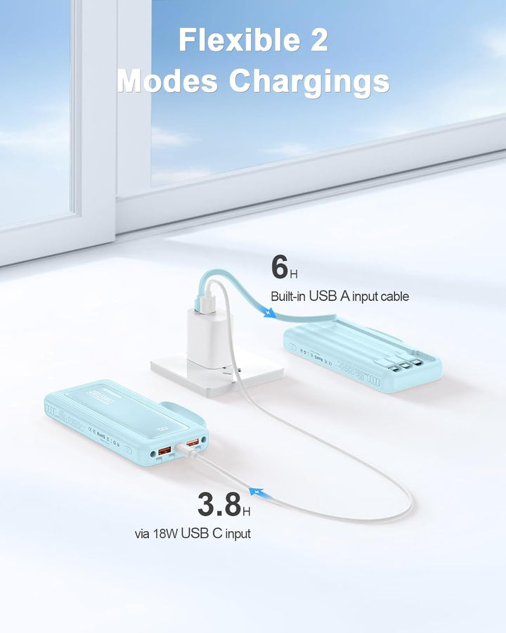 FlyKangaroo - Cargador portátil con cables integrados, batería de 1...