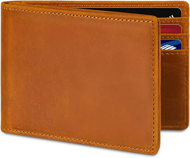 BROSHOPP Billetera Airtag para Hombres, Billetera Bifold de Cuero d...