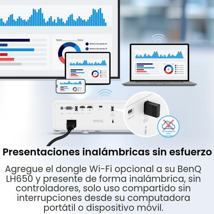 BenQ Proyector de negocios LH650 láser 1080p 4000 lúmenes ANSI, aho...