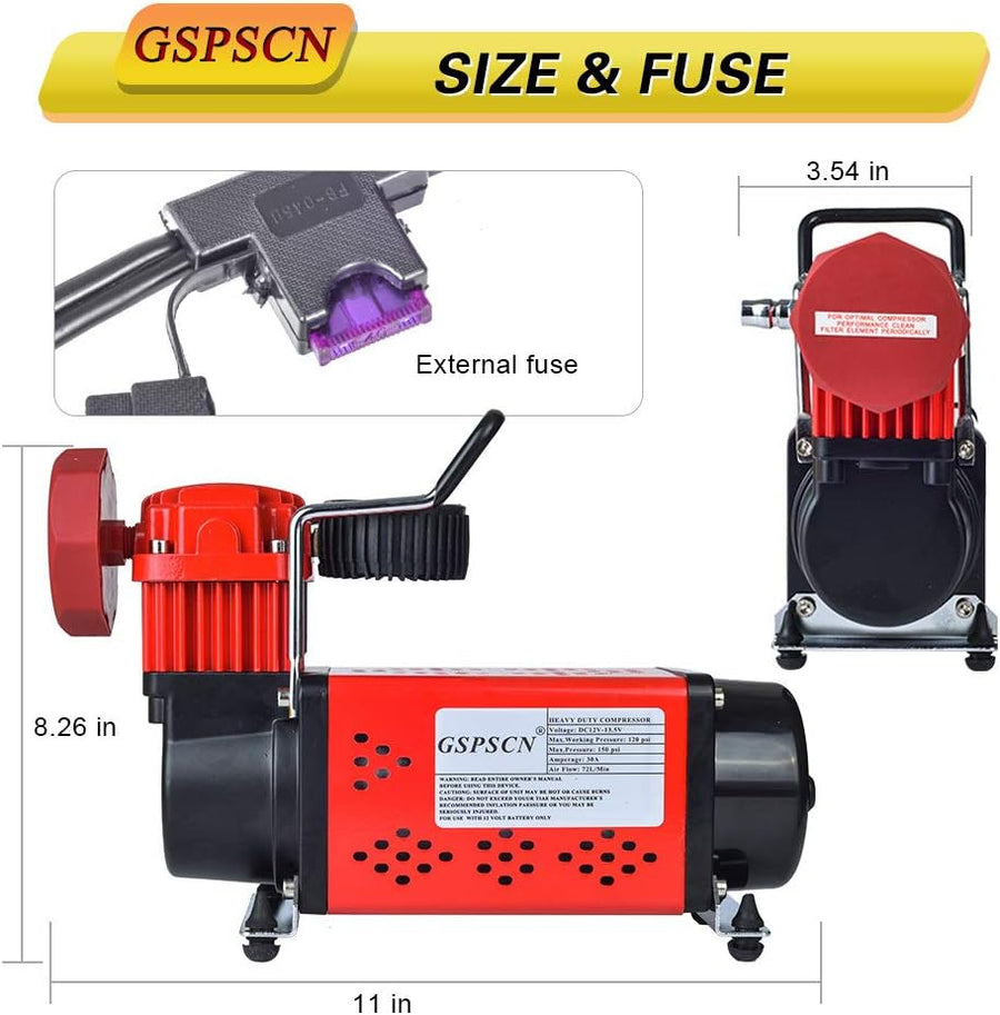 GSPSCN Inflador de neumáticos de alta resistencia 150PSI 12V Bomba...